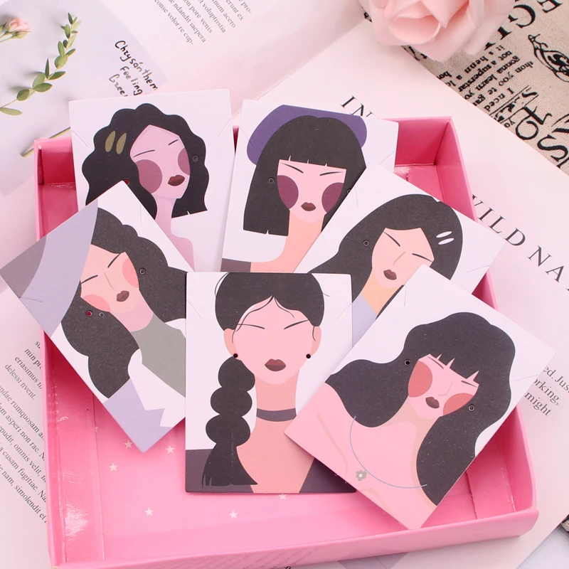 100Pcs Earrings Necklace Display Card Cardboard 6x8cm Goddess Head Series Stud Earrings Ear Clip Bracelet Packaging Jewelry Card