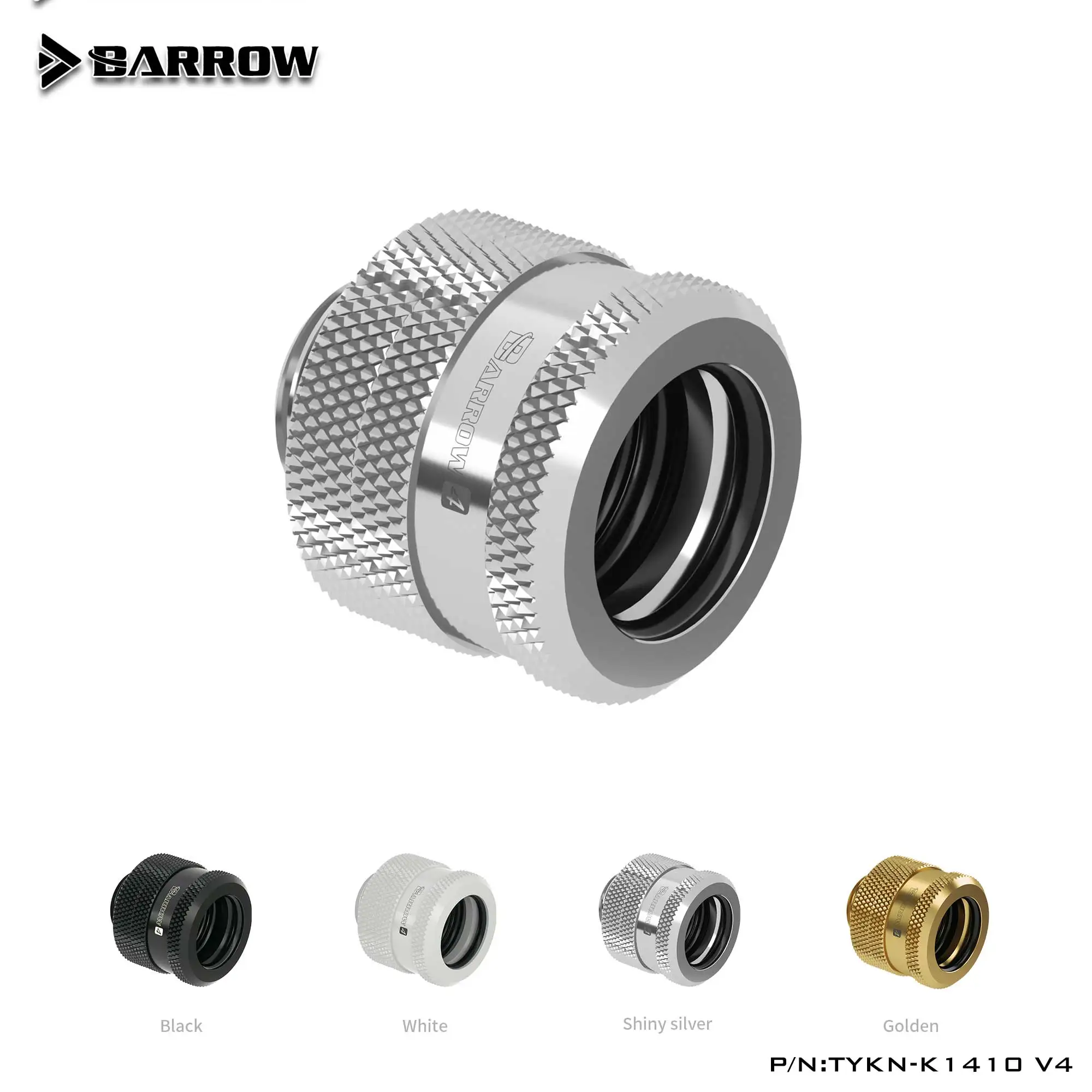 

Barrow TYKN-K1410 V4 G1/4 фитинг для жесткой трубки, охлаждение воды, адаптер Asik od14 мм, охладитель жидкости для ПК, серебристый/черный/белый/золотой