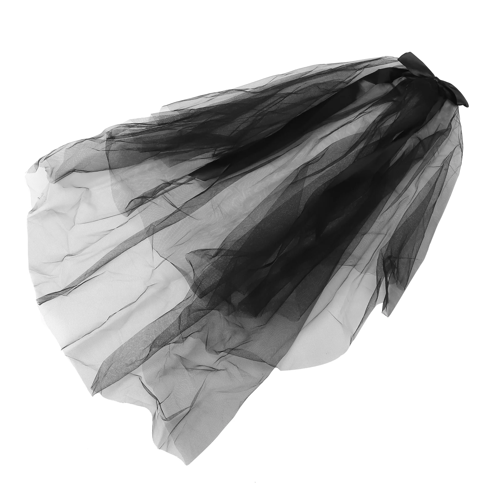 

Costume Black Veil Tulle Bridal Wedding Cathedral Veil with Big Bow Headpiece Witch Party Veil for Wedding Party Supplies