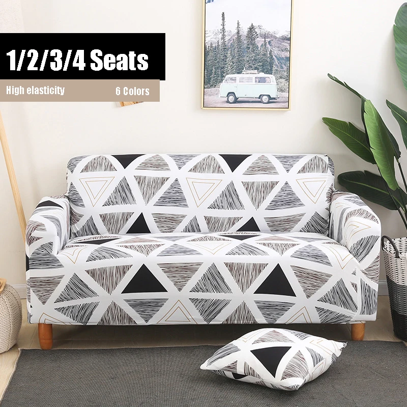 

Elastic Sofa Cover Santa Clause Printed Sofa Towel L-shape Slipcovers for Living Room Decor Sectional Couch Cover 1/2/3/4 Seat