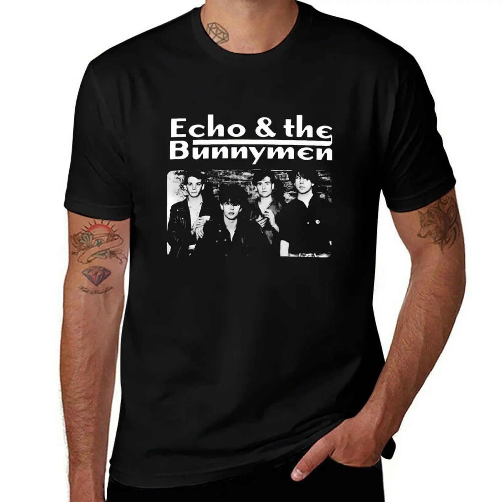 Фото Футболка Echos and The Bunnymens Band, базовая повседневная одежда, топ с короткими рукавами №1