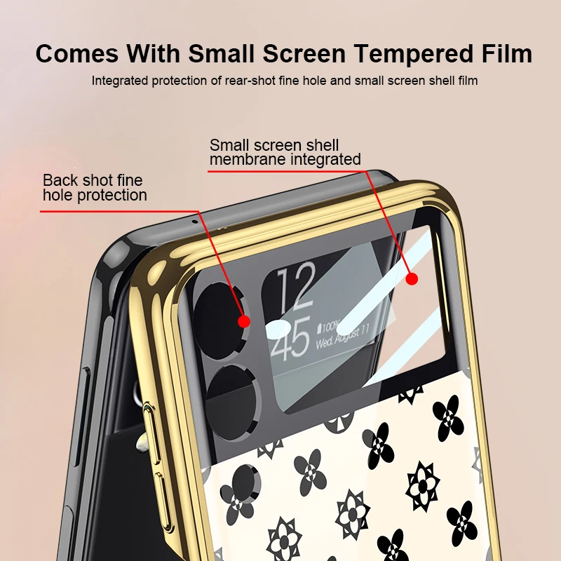 For Samsung Galaxy Z Flip 3 case ring bracket for Samsung ZFlip3 Z Flip3 folding anti-fall transparent protective cover