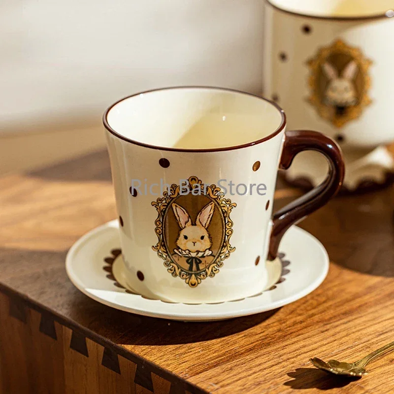 

Girls Milk Coffee Cup Ceramic Aesthetics Edge Saucer Tea Set Coffee Cup Espresso Cute Chinese Tassen Kaffee Household Products