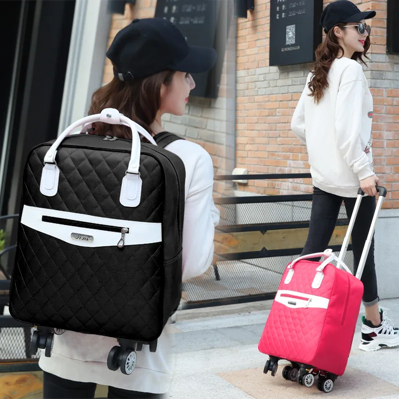 

Wheeled bag for travel Women travel backpack with wheels trolley bags Oxford large capacity Travel Rolling Luggage Suitcase Bag