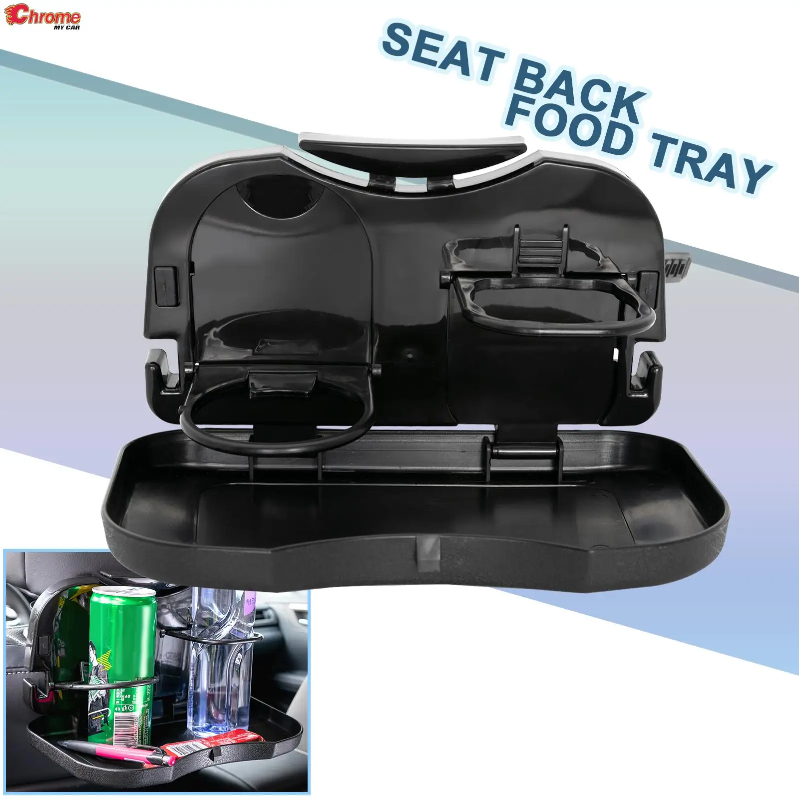 

Car Drink Tray Cup Holder Folding Bracket Rear Back Food Drink Water Phone Holder Storage Box Interior Universal Car Accessories