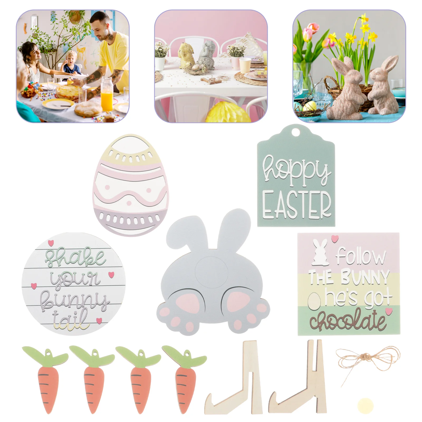 

Easter Tray Tiered Decor Sign Spring Signs Farmhouse Decorations Rustic Wooden Wood Carrot Garland Wall Plaque Tier Table Booth