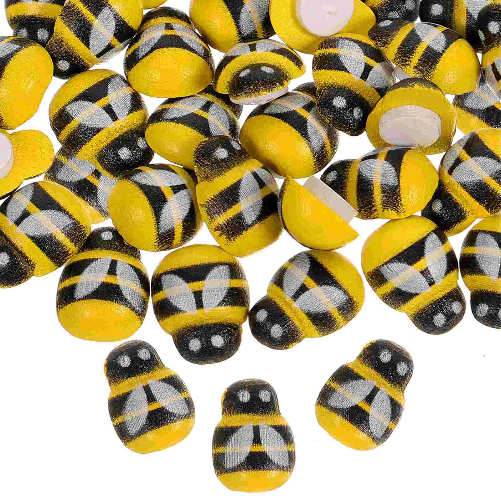 

100 Pcs Crafts Wood Ladybugs Stickers Cartoon Micro Landscape Decor Wooden Mini Decoration Decorations