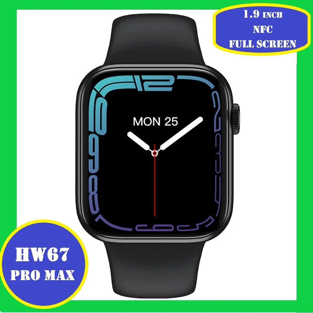 

2022 Smart Watch HW67 Pro max 1.9 inch NFC Voice Assistant Bluetooth-compatible Call Heart Rate Monitor Smartwatch Men PK W27