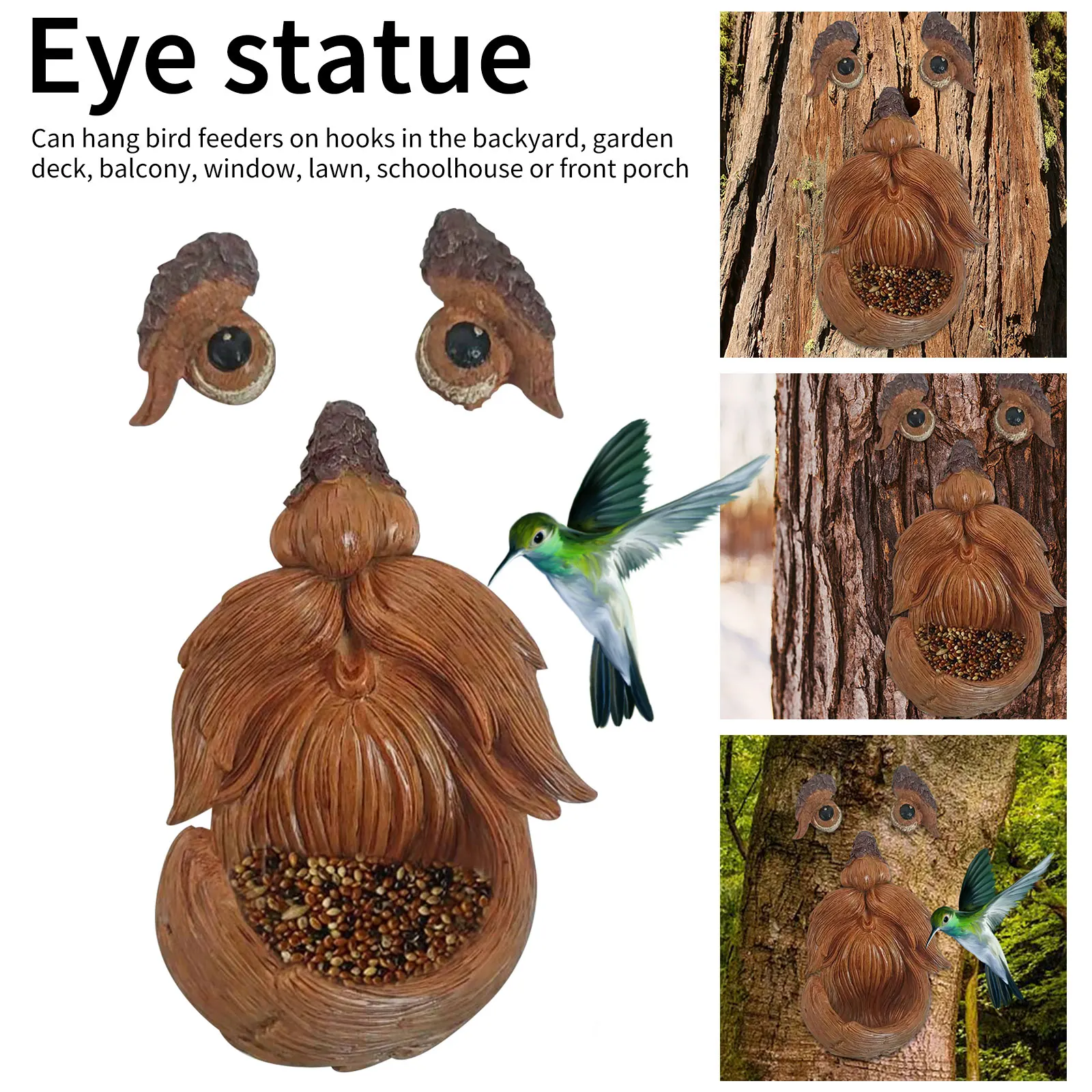 

Забавное лицо старого человека, кормушка для птиц из смолы, дикая кормушка для птиц, уличное причудливое лицо дерева, призрак, лицо