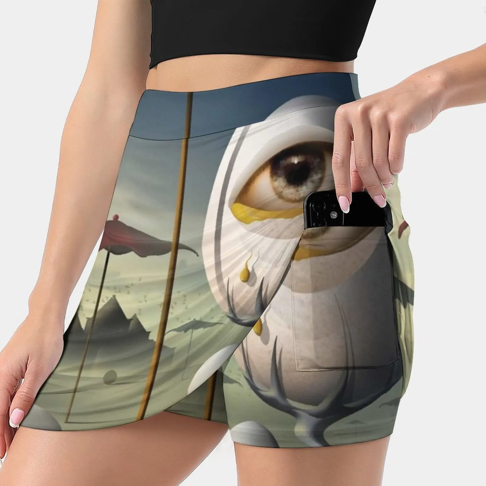 Lágrima Женская юбка Y2K Летняя одежда 2022 брючная в стиле Kpop с карманом Dali Egg Surrealism Eggs