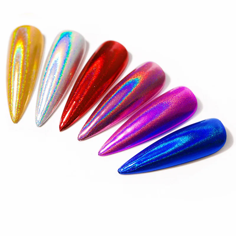 MiFanXi 6 Colour Nail Art Air Cushion Magic Powder Pen Holographic Mirror Effect Glitter DIY Design Manicure Decorations |