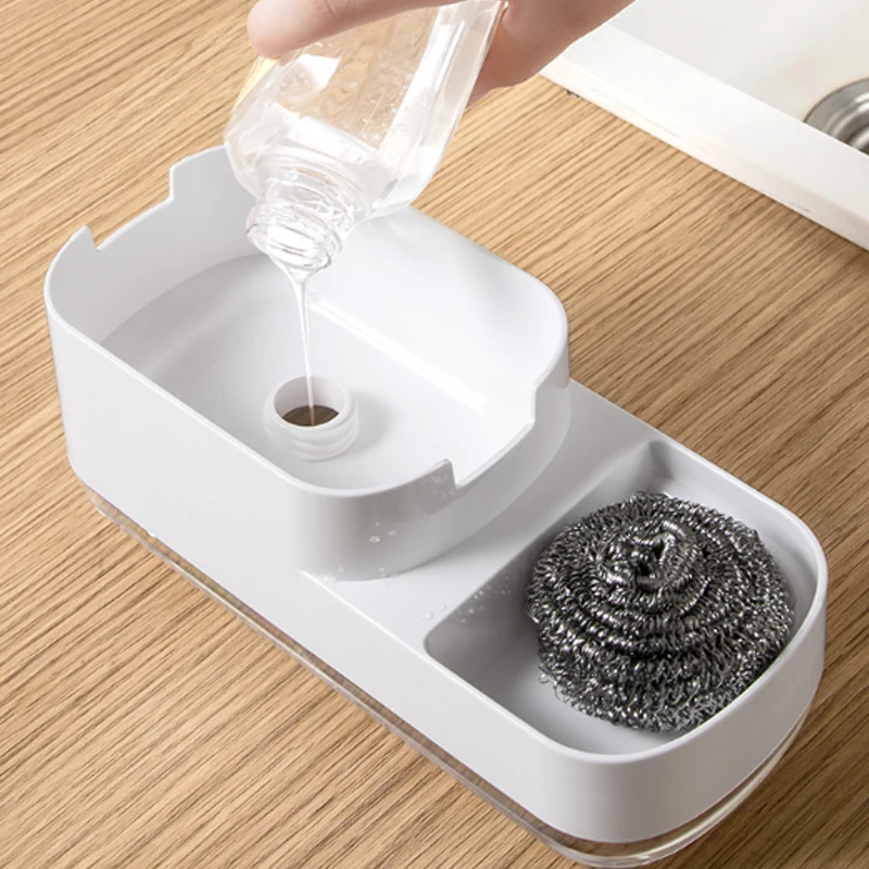 Держатель для губки Ручная Коробка мыла диспенсер жидкости мытья посуды коробка