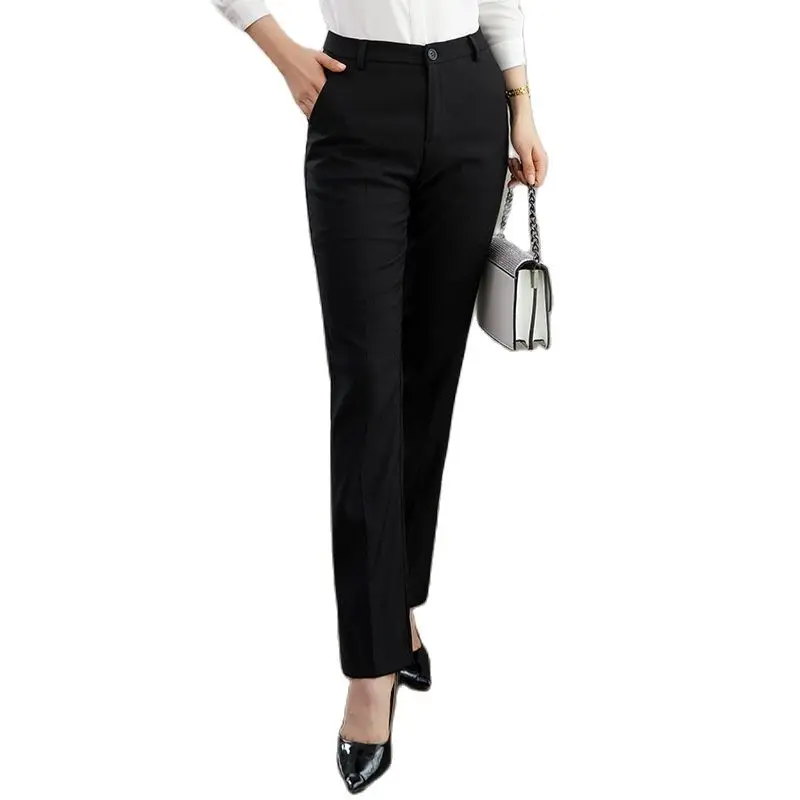 Women Suit Pants For Spring Summer Winter Office Lady Business Formal Working Trousers Stretch Slimming Straight Leg Oversize