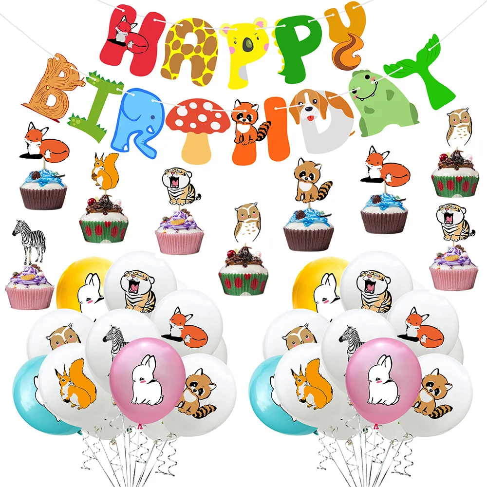 

Jungle Safari Party Supplies Animal Latex Balloons Wild Animal Cake Topper Kids Birthday Party Decorations Baby Shower Air Ball