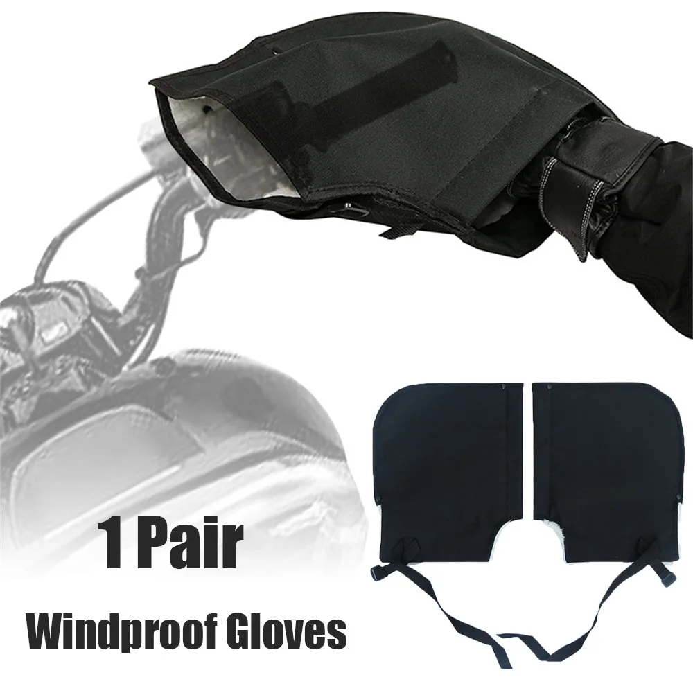 

1 Pair Motorcycle Gloves Winter Windproof Warm Handlebar Cover Oxford Cloth Waterproof Motorcycle Riding Gloves Plush Warmer