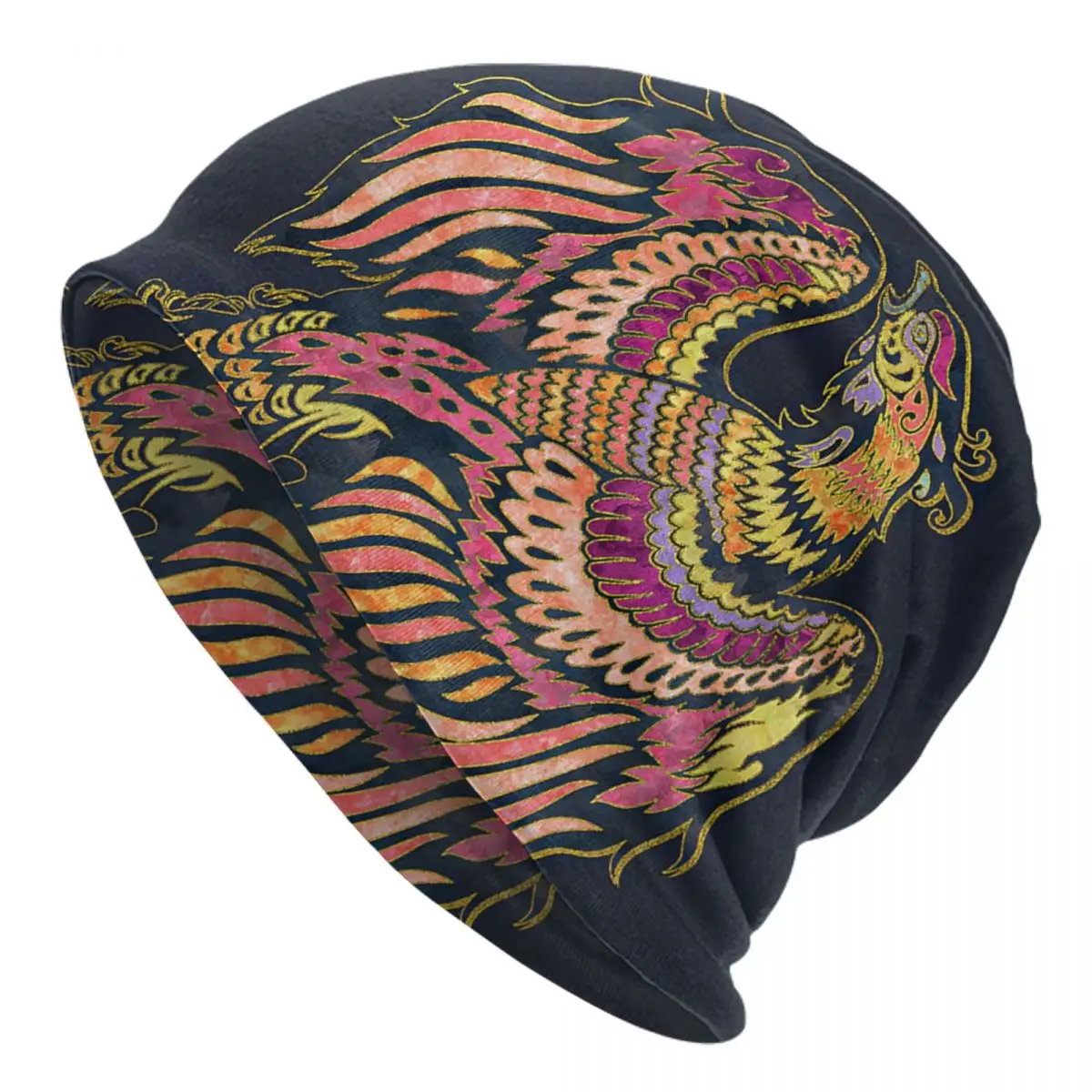Phoenix Bird Watercolor And Gold Adult Men's Women's Knit Hat Keep warm winter knitted hat