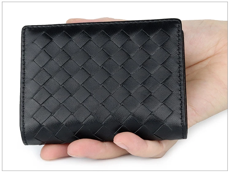 Soft Lambskin Knitting  Wallet Card Holder Luxurious Hand Made Leather Hot Selling Business Card Holders Unisex Card Case Pocket
