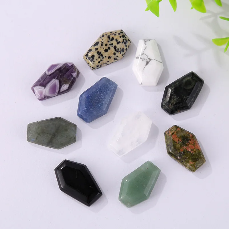 

10pc Carved Mini Coffin Statue Natural Quartz Agate Crystal Healing Reiki Stones Ornament Lucky Home Decorations Fengshui