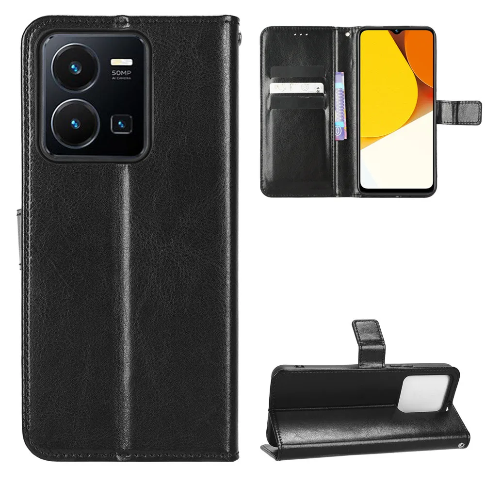 

For Vivo Y35 Y22 Y22S 4G Case Luxury Flip PU Leather Wallet Lanyard Stand Case For Vivo Y 35 Y 22 Y 22S Phone Bags