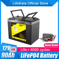 LiitoKala 12.8V 90Ah Lifepo4 Power Bank 90000mah  Deep Cycle Built-in Bms for Solar Fishing Boat Trolling Motor Lithium Battery