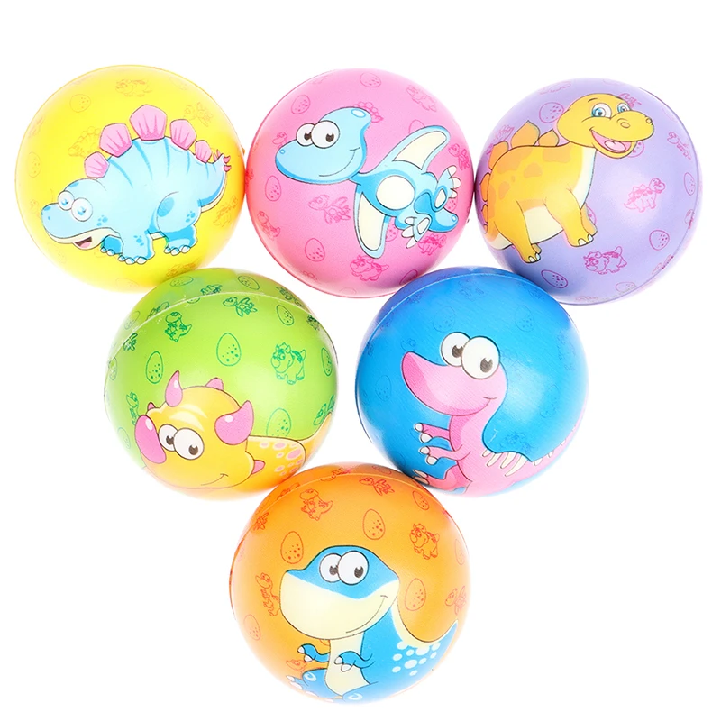 

63 мм мультяшный динозавр мяч для снятия стресса ПУ мяч Детская развивающая игрушка губчатый мяч для вентиляции Детские уличные Мячи игрушк...