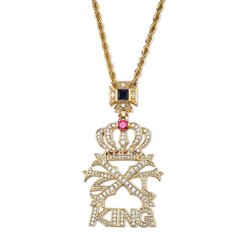 

New rap full diamond crown king personality trend pendant is a must for men and women