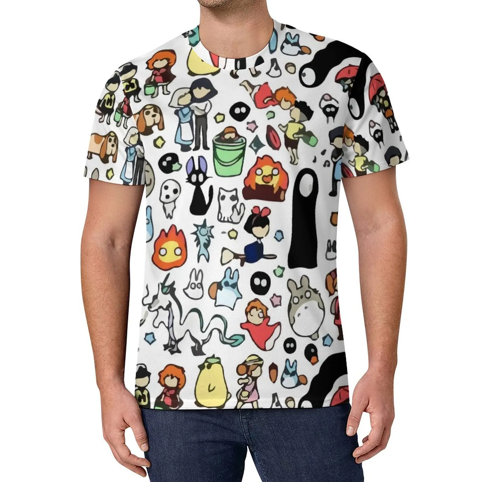 

Totoro Print T-Shirt Classic Anime Trending T-Shirts Short Sleeves Graphic Tops Essential Oversized Top Tees