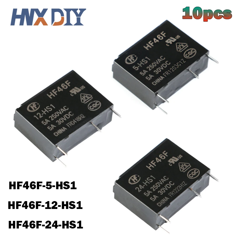 

10 шт., реле HF46F 5-HS1 HF46F 12-HS1 HF46F 24-HS1