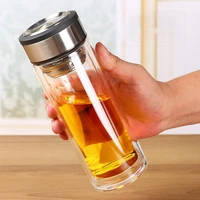 new double layer glass water cup high borosilicatetransparent bottles office business gift creative cup waterbottle