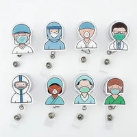 doctor nurse acrylic retractable badge reel exhibition id card clips badge holder work certificate lanyard card sleeve clip