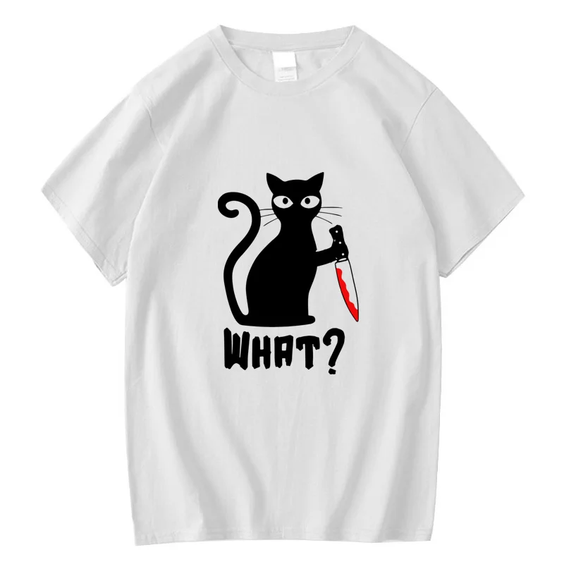 

Men's T-shirt High Quality100%cotton short sleeve cool knife cat print casual loose cat tshirt o-neck t-shirt men tee shirts top