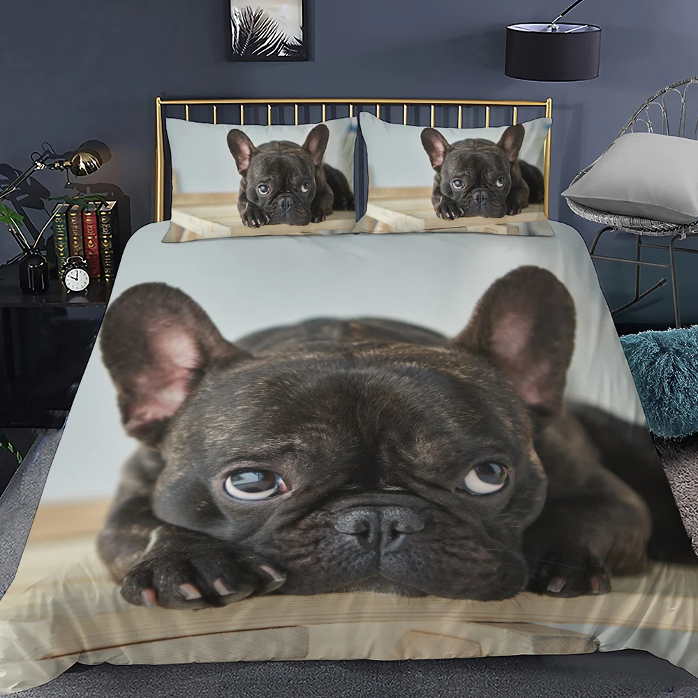 

Cute Pet Bedroom Adornment childhood Bulldog Bedding Duvet Cover Quilt Cover and Pillowcase Comforter Bedding Sets