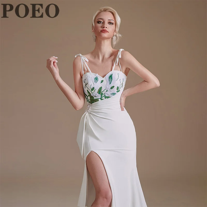 

POEO Wedding Dress 2022 Sweetheart Pretty Appliques Bridal Gowns Mermaid Floor-Length Court Train Vestido De Novia Custom Made