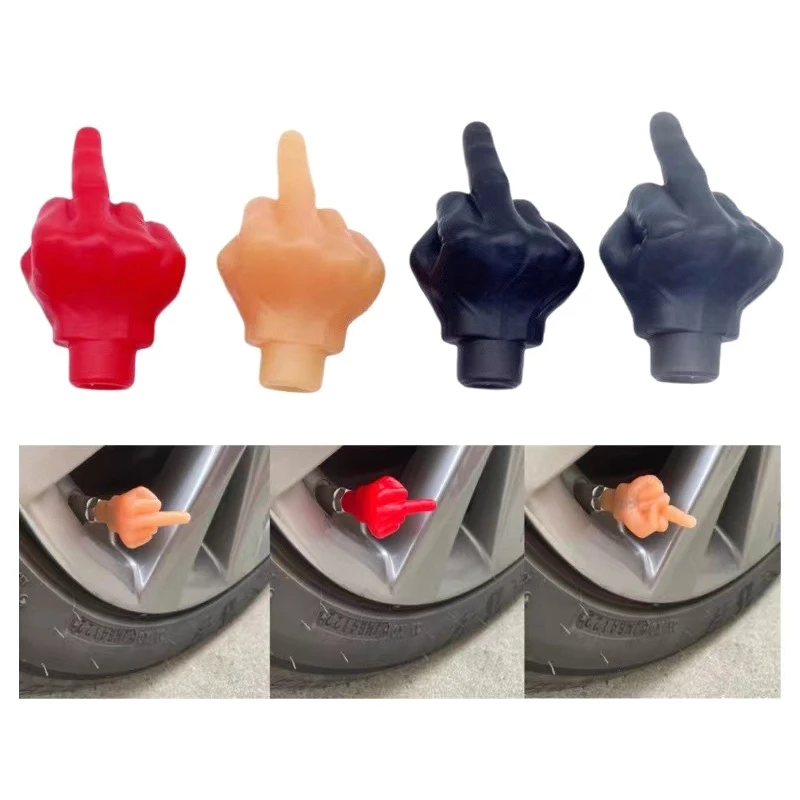 

1/4Pcs Funny Middle Finger Multi Color Middle Finger Valve Stem Cap Prank Tire Caps Universal Car Bicycle Tire Valve Stem Caps