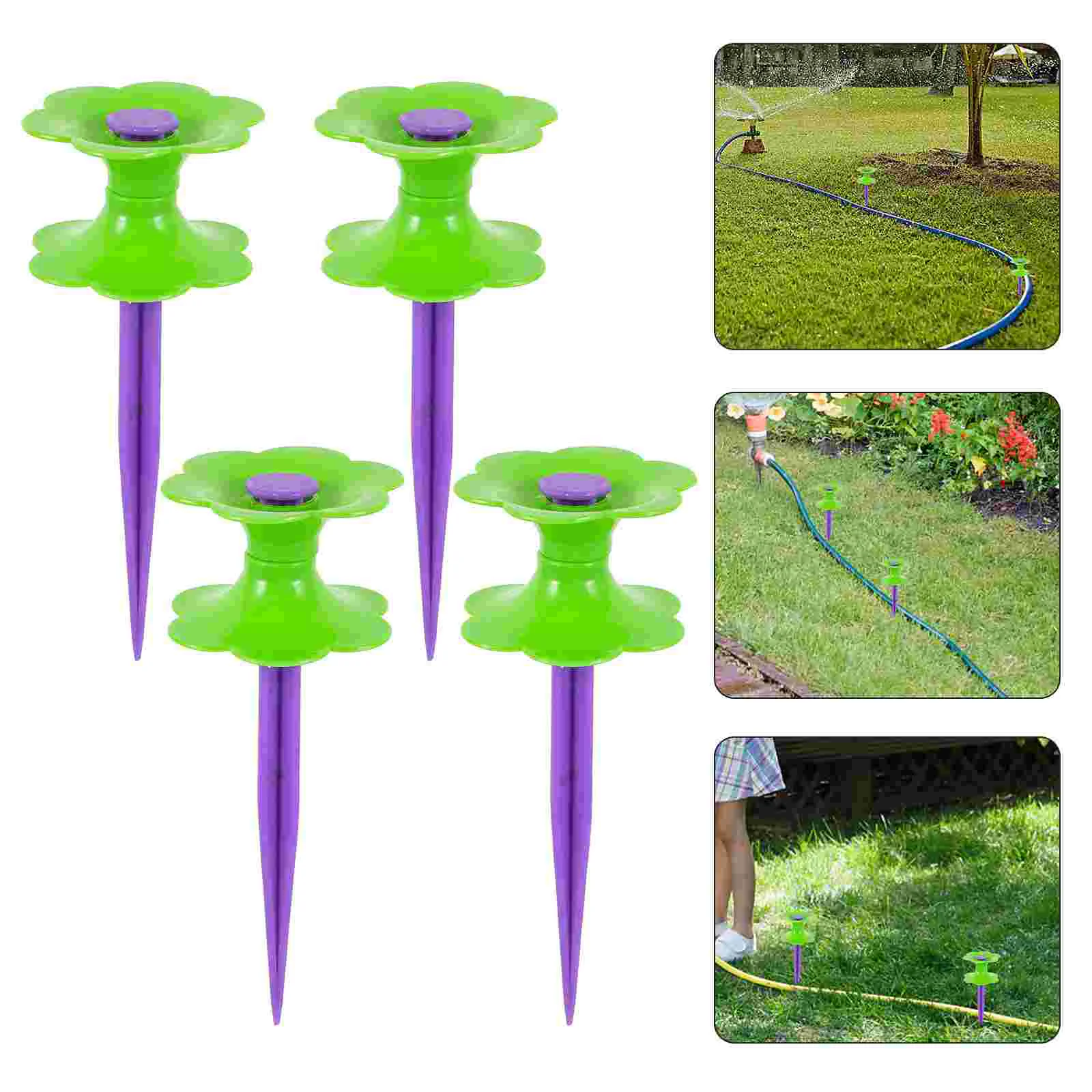 

4 Pcs Pipeline Hose Guide Spikes Stakes Heavy Duty Water Garden Holders Guiding Wheel