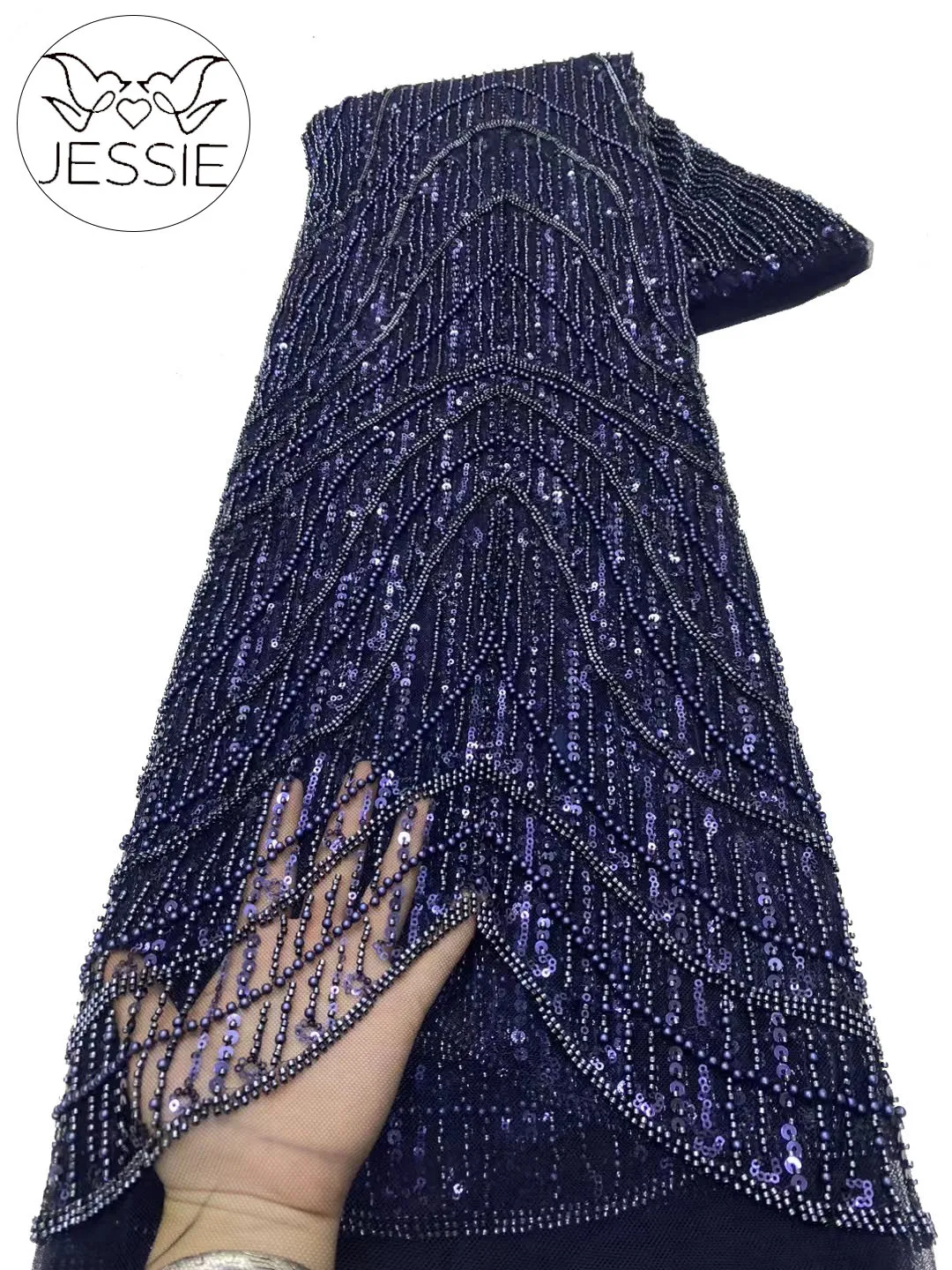 Темно-синяя африканская Кружевная Ткань 5 ярдов высококачественные элегантные