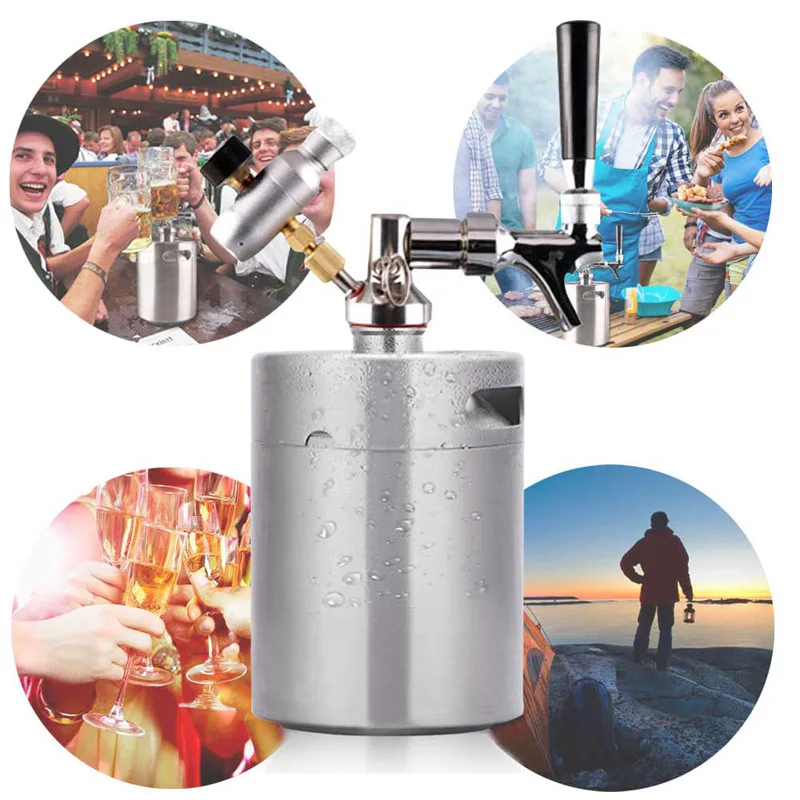 

Stainless Steel Beer Mini Keg Air Pressure Faucet Can Barrel Wine Brewing Tool 2L/3.6L Bar Nightclub Restaurant Home Use EB