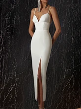 Женское облегающее платье Adyce, Белое Облегающее Платье на бретельках с v-образным вырезом, вечерние платья знаменитостей