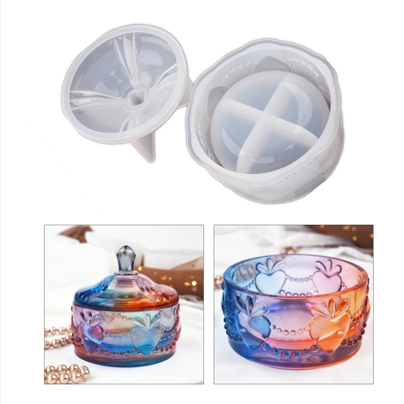 

Resin Storage Box Mold Silicone Jar Mold with Lid for DIY Jewelry Container X3UD