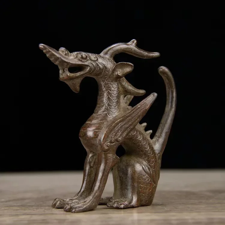 Китайские бронзовые животные Kylin Chi-lin Beast Pi Xiu Статуя Ремесла