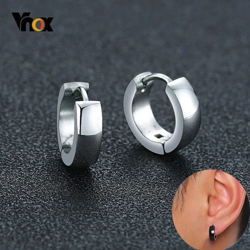 

Vnox Assorted Colors Simple Small Hoop Earrings for Women Men Plain Stainless Steel Casual Brincos