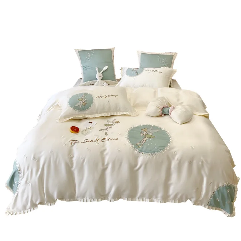

Winged Elf Cute Summer Four-Piece Set 80 Bare Sleeping Quilt Cover Princess Style Girl