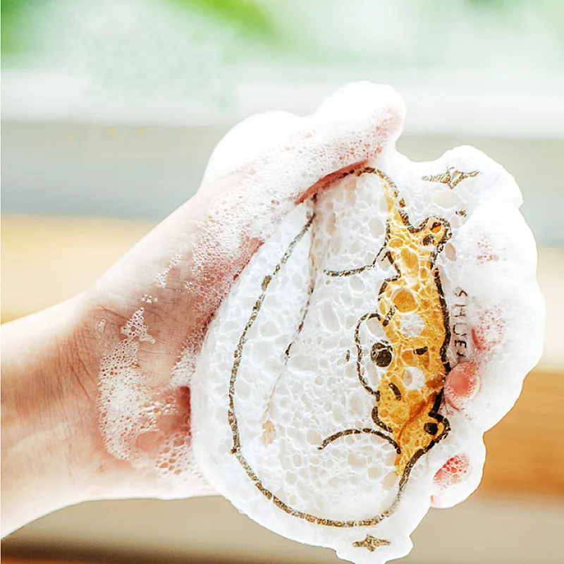 

Wonderlife 3pcs Cartoon Compressed Magic Wood Pulp Cotton Non-stick Oil Multifunctional Household Rag Towel Dishwashing Sponge