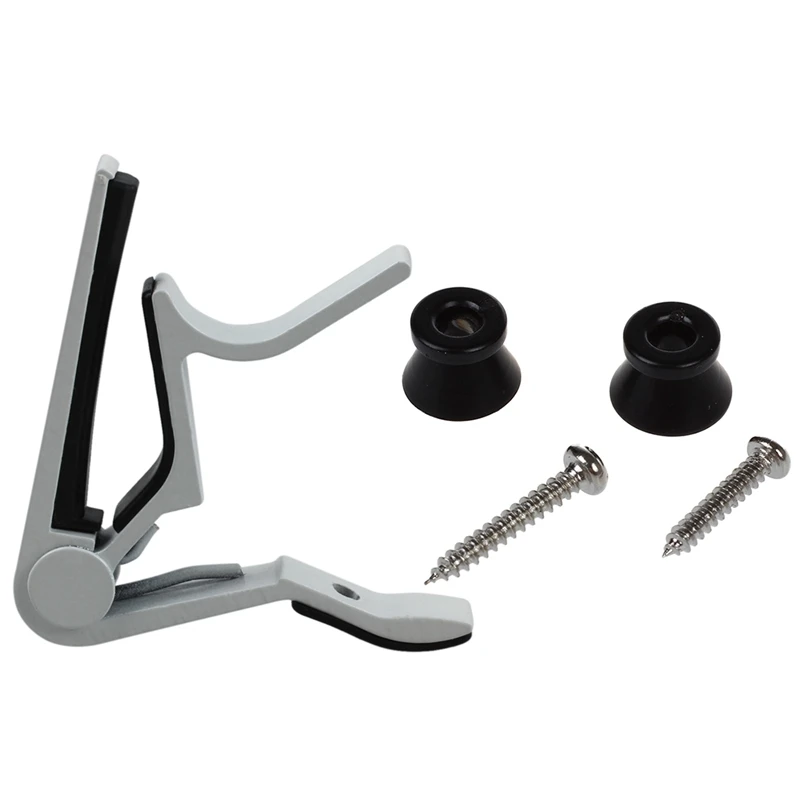 

1Pcs White-Handed Guitar Capo Clip Trigger With Quick Change & 2Pcs Electric Acoustic Guitar Bass Strap Button Screw Lock Pins P