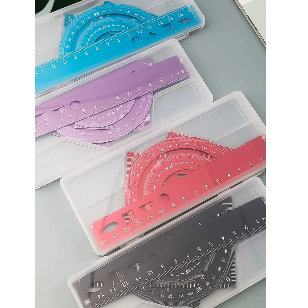 

Multi Functional Aluminum Alloy Ruler Stationery Set Mathematical Drawing Set Gift with Box 4Set/Lot