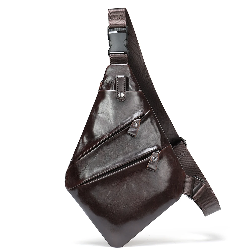 Genuine Leather Chest Bag for Men's Sling Bag Casual Shoulder Bag Design Messenger Bag Men's Crossbody Bag
