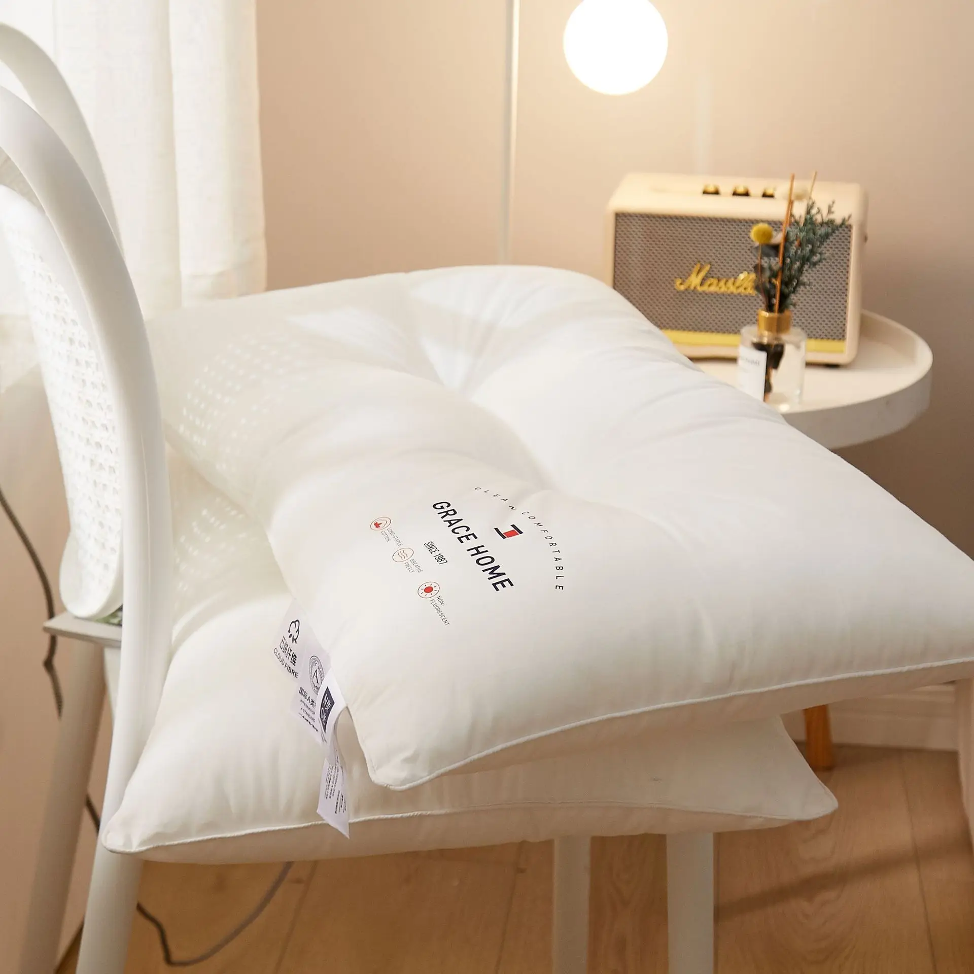 

Подушка из 100% хлопка для спальни, кровати, сна, шейного отдела позвоночника, подушка средней высоты, матовая, утолщенная, машинная стирка, по...