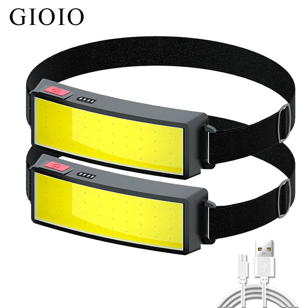 New Trend Cob Headlamp Outdoor Household Portable LED Flashlight with Built-in Battery USB Rechargeable Head Lamp Camping Light