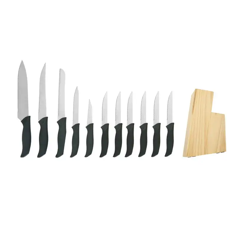 

Piece Cutlery Set with Soft Grip Handles and Wood Storage Block