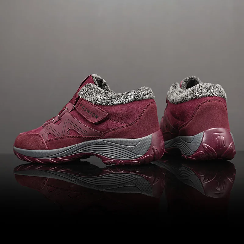 Winter Walking Shoes Men Women Sneakers Plush Warm Hoop Loop Cozy Shoes Nonslip Couple Footwear Size 35-45